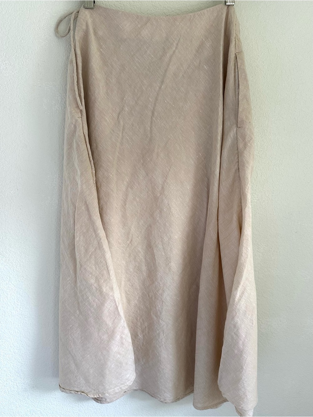 Haven Well Within Linen Organic Cotton Wrap Midi Skirt Pockets Natural Beige S - Picture 6 of 11